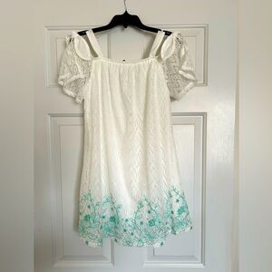 Sequin Hearts cute Easter dress, sz 12, white and green lace overlay.